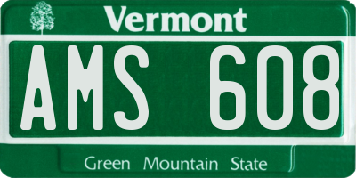 VT license plate AMS608