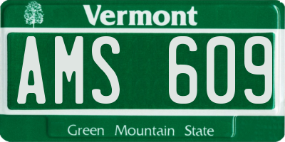 VT license plate AMS609