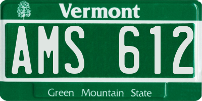 VT license plate AMS612