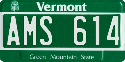 VT license plate AMS614
