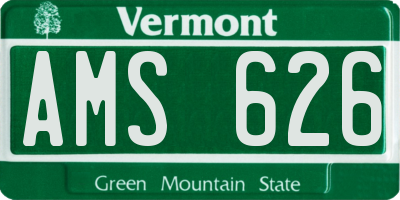 VT license plate AMS626