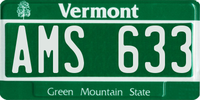 VT license plate AMS633