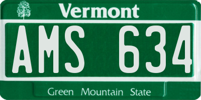 VT license plate AMS634