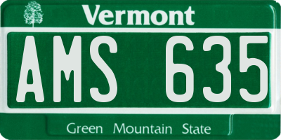 VT license plate AMS635