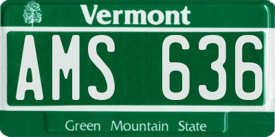VT license plate AMS636