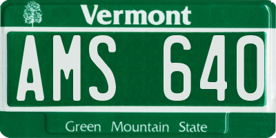 VT license plate AMS640