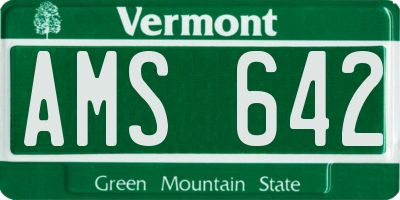 VT license plate AMS642
