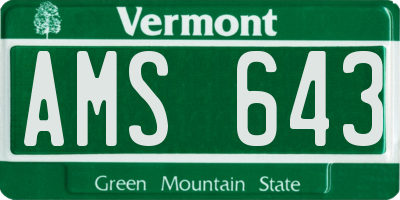 VT license plate AMS643