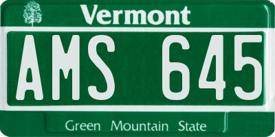 VT license plate AMS645