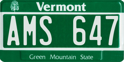 VT license plate AMS647