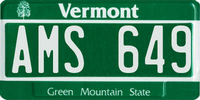 VT license plate AMS649