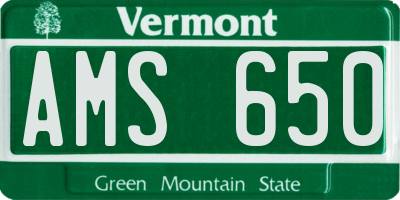 VT license plate AMS650