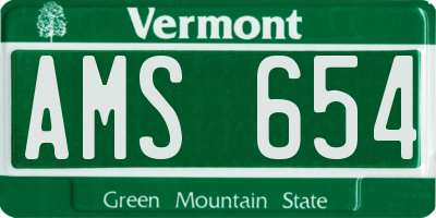 VT license plate AMS654