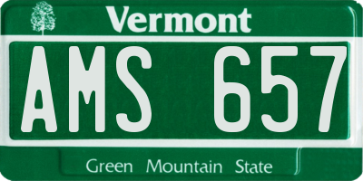 VT license plate AMS657