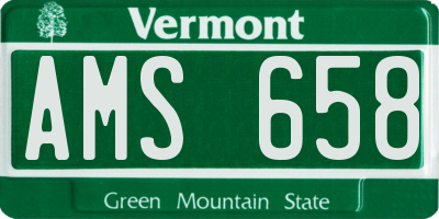 VT license plate AMS658