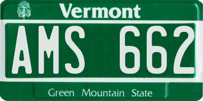 VT license plate AMS662