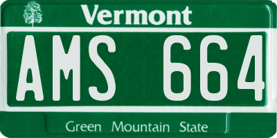 VT license plate AMS664