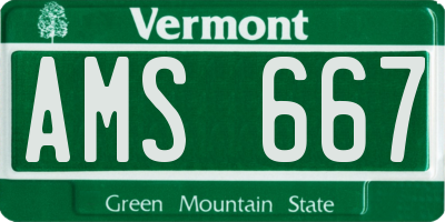 VT license plate AMS667