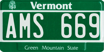 VT license plate AMS669