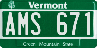VT license plate AMS671
