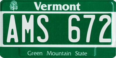 VT license plate AMS672