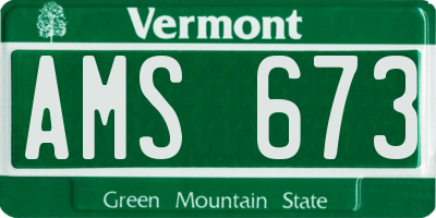 VT license plate AMS673
