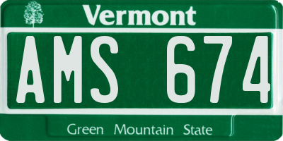 VT license plate AMS674