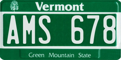 VT license plate AMS678