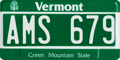 VT license plate AMS679
