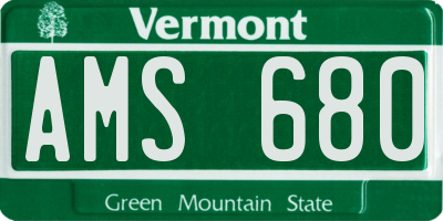 VT license plate AMS680