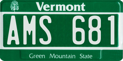 VT license plate AMS681
