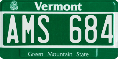 VT license plate AMS684