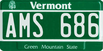 VT license plate AMS686