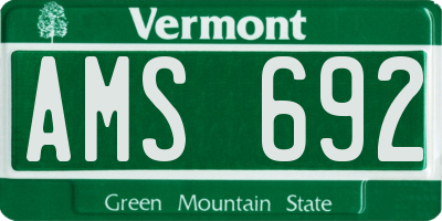 VT license plate AMS692