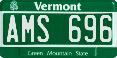 VT license plate AMS696