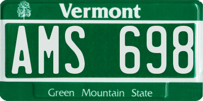 VT license plate AMS698