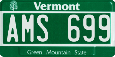 VT license plate AMS699