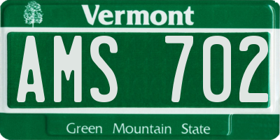 VT license plate AMS702
