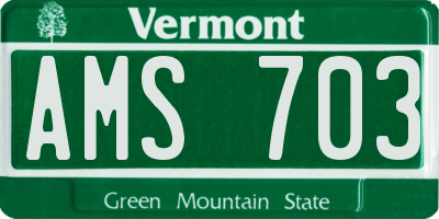 VT license plate AMS703