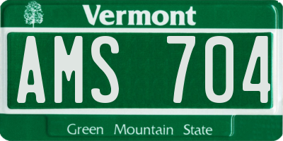 VT license plate AMS704