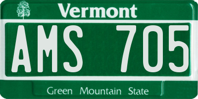 VT license plate AMS705