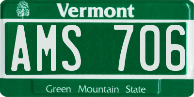 VT license plate AMS706