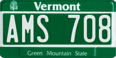 VT license plate AMS708