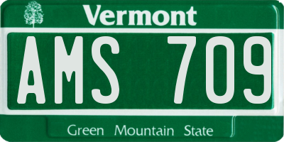 VT license plate AMS709