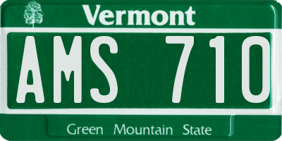 VT license plate AMS710