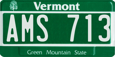 VT license plate AMS713