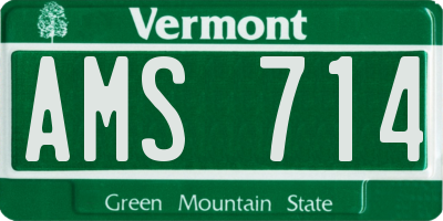 VT license plate AMS714