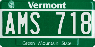 VT license plate AMS718