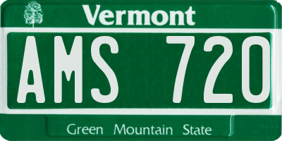 VT license plate AMS720