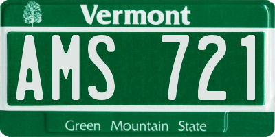 VT license plate AMS721